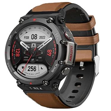 Imagem de Pulseira de relógio inteligente de substituição respirável de silicone Lamshaw compatível com Amazfit T-Rex 2, compatível com smartwatch Amazfit T-Rex 2 (marrom)