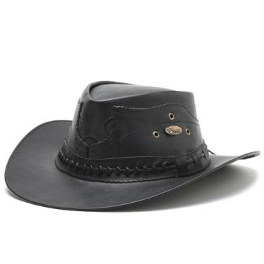 Imagem de Chapéu Country de Couro Cowboy Rodeio Americano - Sertão, Preto, M