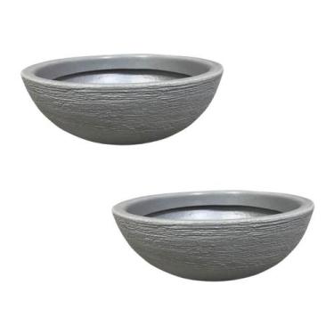 Imagem de Kit 2 Bacias para Plantas Cinza de Polietileno 32x11 cm - Alpe & Arita