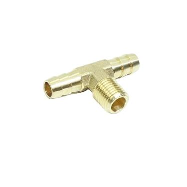Imagem de CDQBWKJGFJ 3/8 Barb x 3/8 Barb x 1/4 Macho NPT Mangueira Barb Tee Encaixe Tubo de Latão T Conector Farpado Adaptador de 3 Vias 2 Peças