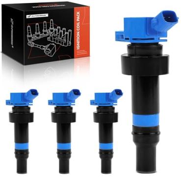 Imagem de A-Premium Pacote de bobina de ignição do motor (azul) compatível com Kia Soul 2012-2019, Rio 2012-2019 e Hyundai Accent 2012-2021, Veloster 2012-2017, 1,6L, conjunto de 4 peças