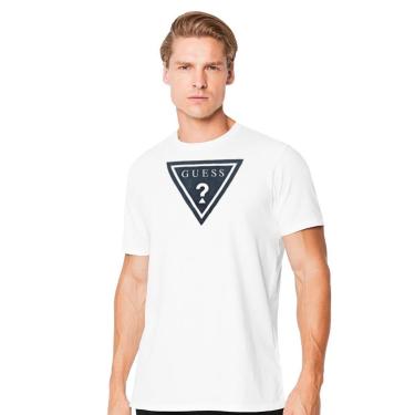 Imagem de Camiseta Guess Masculina Full Navy Logo Print Branca-Masculino