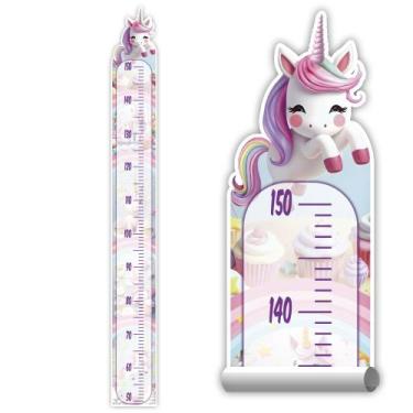 Imagem de Adesivo Parede Régua Crescimento Unicórnio Arco Iris Cupcake - SHD Sol