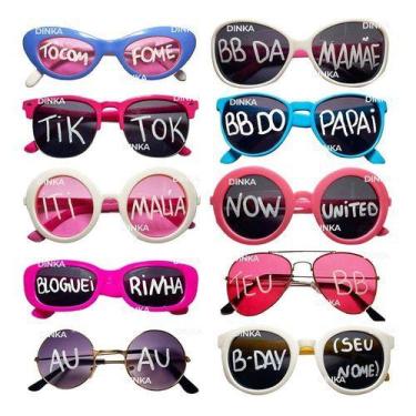 Imagem de 5 Oculos Tiktok Frase Texto Personalizado Infantil Pet - Dinka