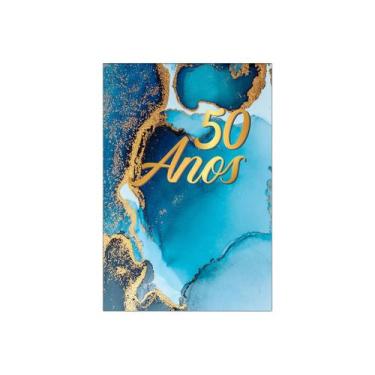 Imagem de Painel De Festa Vertical 1,50 x 2,20 - Efeito Mármore Azul com Dourado