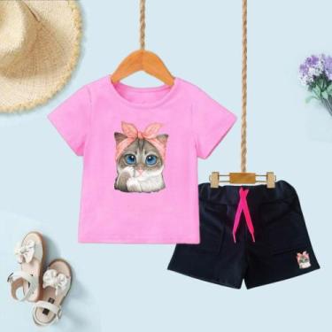 Imagem de Conjunto infantil menina gatinha - Mc kids, Rosa bebê, 4