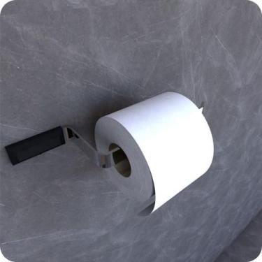 Imagem de Porta Papel Higiênico De Parede Cromado e Preto Empire - MetalCromo
