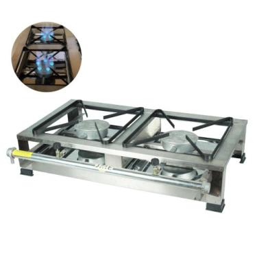 Imagem de Fogão Mesa 2 Boca 30x30 100% Inox Alta Pressão - JME METAL