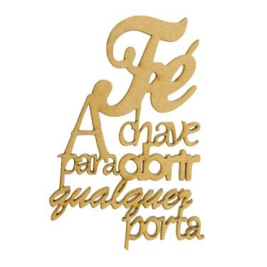 Imagem de Pacote 10 Aplique Frase Fé a Chave Para Abrir Qualquer Porta Decoração