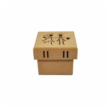Imagem de Kit 50 Caixa de Noivos Traçado Passa Fita 7x7x5,5 Mdf Madeira - ATACAD