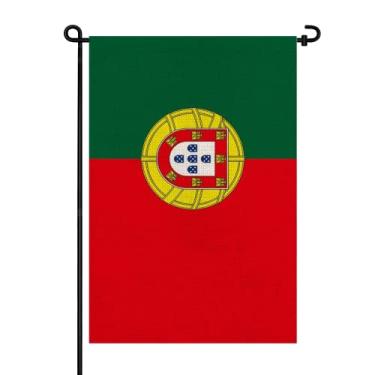 Imagem de Pretty_jessie Bandeira de Portugal bandeiras de jardim português 30,48 x 45,72 cm bandeiras de jardim de juta dupla face pequenas decorações para ambientes externos (Portugal)