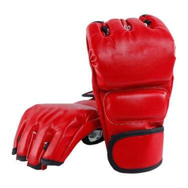 Imagem de kowaku Luvas de boxe luvas de perfuração luvas de proteção das mãos exercício respirável meia luvas esportivas para treino karate luta muay thai, Vermelho