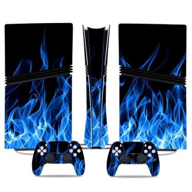 Imagem de Capa de console para PS5 Pro, capa adesiva para controle PS5 Pro, película protetora de vinil para edição digital (azul)