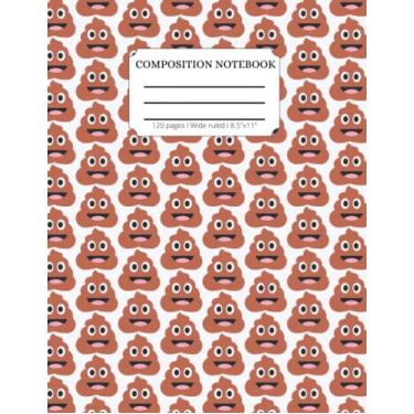 Imagem de COMPOSITION NOTEBOOK POO EMOJI: Ruled Notebook - Large A4 (8.5 X 11 inches) - 120 Pages - White background with brown poo emoji