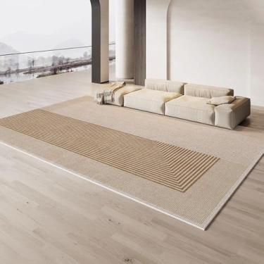 Imagem de Listrado Creme Carpete Bege Marrom Decoração de Sala de Estar Tapetes Luxo Minimalista Tapetes Fácil de Limpar Conforto Tapetes de Quarto, YHT142, N, 160x230cm