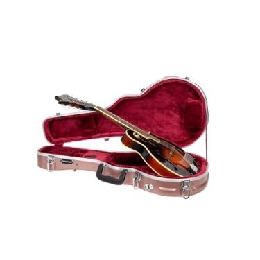 Imagem de Crossrock Capa moldada em ABS para bandolim estilo F | Acabamento fosco, interior de pelúcia, trava de trava, alças de mochila – Proteção rígida durável - ouro rosa (CRA862MFRG)