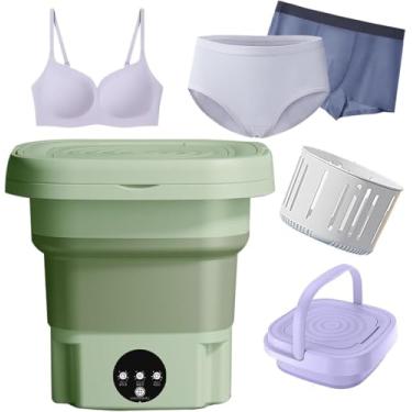 Imagem de Máquina de lavar portátil, mini máquina de lavar dobrável 8L 2 em 1 e secadora giratória pesa 1,2 kg com 3 modos, mini lavadora para roupas de bebê, roupas íntimas e viagens, camping, traile
