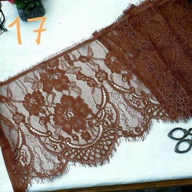 Imagem de Tecido 3 Metros Preço Renda Chantilly Francesa Floral Bordado Acabamento de Renda com Cílios Recortado Vestido de Renda DIY Costura Renda para Costura (Cor: 17)