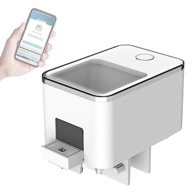 Imagem de Vislone Alimentador automático de sincronização inteligente WiFi, alimentador de peixes dourados de aquário de 100 ml, grande capacidade, controle de aplicativo de celular