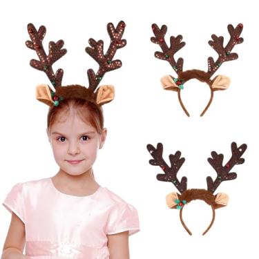 Imagem de 2 Unidades Bandana De Chifre Tiara De Chifre De Rena Faixa De Cervo De Lantejoulas Faixa De De Chifres Cocar De Chifre Bandana Feminina Plástico Filho Acessórios Natal