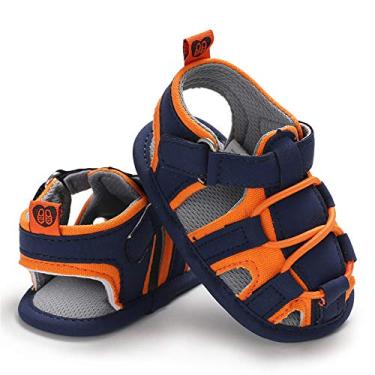 Imagem de HsdsBebe Sandálias para bebês meninos meninas verão praia respirável atlética antiderrapante sola macia recém-nascido primeiro andador berço sapatos, A - laranja, 12-18 Months Toddler