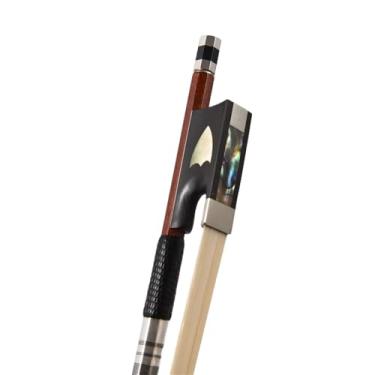 Imagem de Tamanho completo 4/4 arco de violino de madeira haste de arco de fibra de carbono híbrido instrumento de cordas de jacarandá brasileiro híbrido Arco violino prático