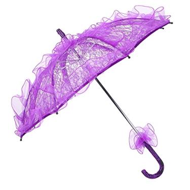 Imagem de Guarda-sol de Tecido de Renda de Casamento, Adereços de Performance, Cerimônia de Noiva Elegante Clássica Romântica (Roxo)