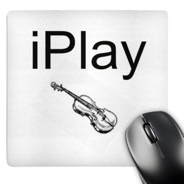Imagem de 3dRose Mouse pad LLC 20 x 20 x 0,63 cm, Iplay, letras pretas em fundo branco com imagem de violino - (mp_180066_1)