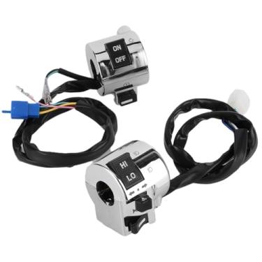 Imagem de Botão de Controle do Interruptor do Guiador da Motocicleta Montagem Universal Cromado à Prova D2água 25mm Diâmetro Scooters Elétricos Atvs