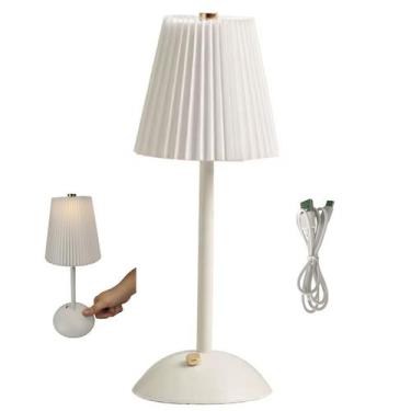 Imagem de Luminaria Abajur Mesa Led 3 Tons Touch Bateria Recarregavel USB Quarto