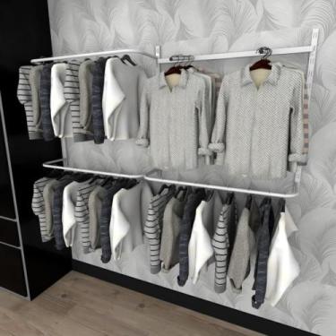 Imagem de Arara de roupas closet quarto com 9 peças cremalheira 200x100 cm cor b