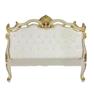 Imagem de Cabeceira King Imperial Rainha Entalhada Laca Branca Apliques Folheado