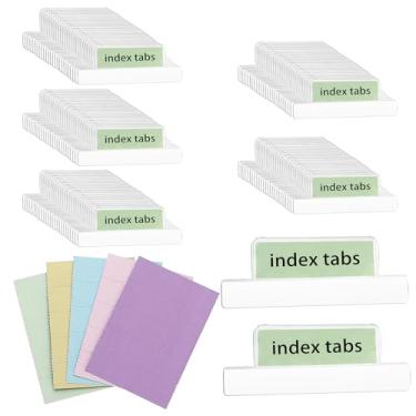 Imagem de BTSKY Abas de índice autoadesivas inseríveis de 5 cm com inserções de papel imprimíveis, etiquetas adesivas de plástico transparente, guias de índice, divisórias convenientes, colam em livros, pastas,