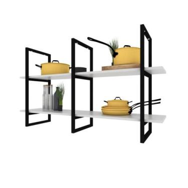 Imagem de Prateleira Suspensa Teto Cozinha prateleira branca nicho industrial ni