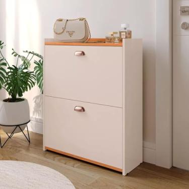 Imagem de Sapateira Closet 2 Gavetas Basculantes Organizadora 12 Pares Quarto Hall De Entrada Multiuso (Off White)