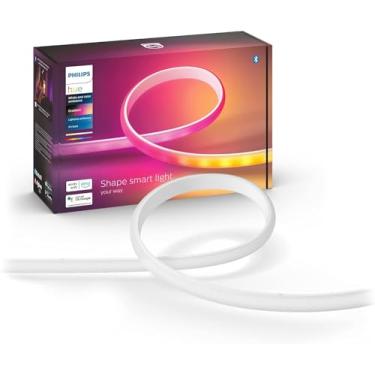 Imagem de Philips Hue Bluetooth Gradient Ambiance Smart Lightstrip 2m/6ft Base Kit with Plug, (Muticolor Strip, Works with Apple Homekit and Google Home), White,570556