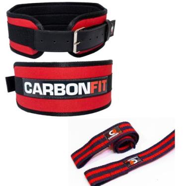 Imagem de Kit Cinturão + strap fita kit academia musculação cinto fivela - CARBO
