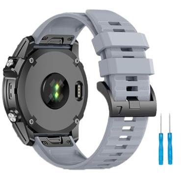 Imagem de WalkerFit Pulseira de silicone para Garmin Fenix 8/7/7Pro/EPIX Gen2 47/51 mm, Instinct 2 45/50 mm, para Forerunner 965 22 mm, Quatix5/5S, Fenix 6/6 Pro/6S/5, Approach S62, cinza