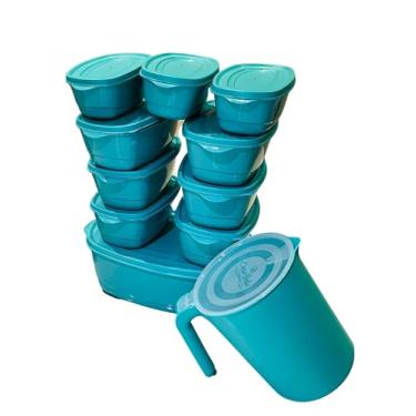 Imagem de Kit 10 Vasilhas de Plástico Cozinha Completa Hermético Com Jarra