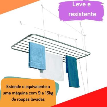 Imagem de Varal De Teto Alumínio 1,20 Metro + Kit Fixação Maxeb