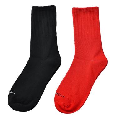 Imagem de Kit 2 pares meia cano médio 39-43 cores preta e vermelha - Basic +