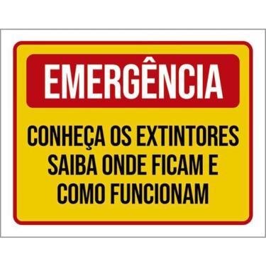 Imagem de Kit 3 Placas Emergência Conheça Extintores Onde Ficam 36X46