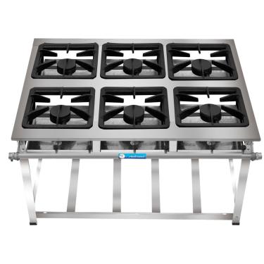 Imagem de Fogão Industrial 6 Bocas 40x40 Alta Pressão P8 em Aço Inox
