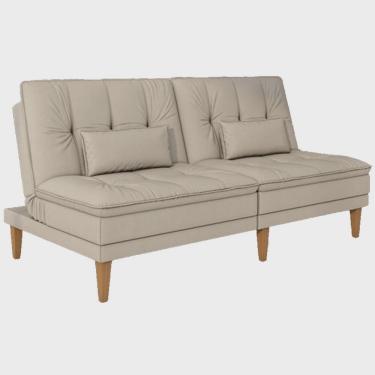 Imagem de Sofá Cama Pietra 3 Lugares com Encosto Reclinável 190cm Tecido Suede Matrix Cor - Bege