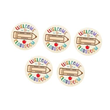 Imagem de WeiLaiKeQi 5x PORTA DA PORTA da frente placas de boas -vindas para a sala de aula de volta à escola, cabide de madeira para decoração de de sala de aula