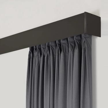Imagem de Caixa De Sistema De Cortina De Teto De Metal, Tábuas De Cortina Única & Valaes Para Quarto Escritório Living, Conjunto De Varão De Cortina De Divisor De Quarto, Black, 2.4m(8ft)