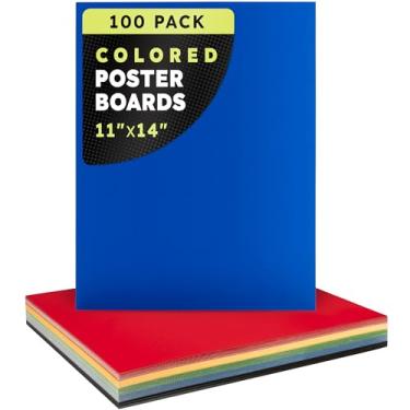 Imagem de Hygloss Quadro de pôster colorido médio, 28 x 35,5 a 100 unidades, pacote a granel - vermelho, amarelo, verde, azul, preto - papel para cartaz com espessura de 10 unidades, pacote múltiplo de 28 x 35