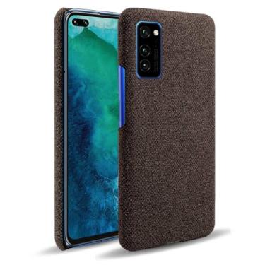 Imagem de Capa para Huawei Honor V30,Capa desenhada em lona,Case Protetora Ultrafina com Empunhadura Macia,Design em Tecido Antichoque e Antiarranhões-Brown