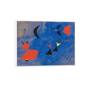 Imagem de Joan Miró Imagem de arte de parede em tela - reprodução de impressões de arte famosas abstratas - pinturas com moldura branca para decoração de sala de estar (sem título 8) 20 x 25 cm - 8 x 10 pol