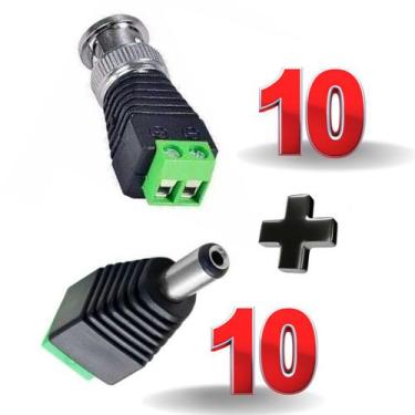 Imagem de Kit 10 Conectores BNC Macho C/ Borne + 10 Plug P4 Macho - VS